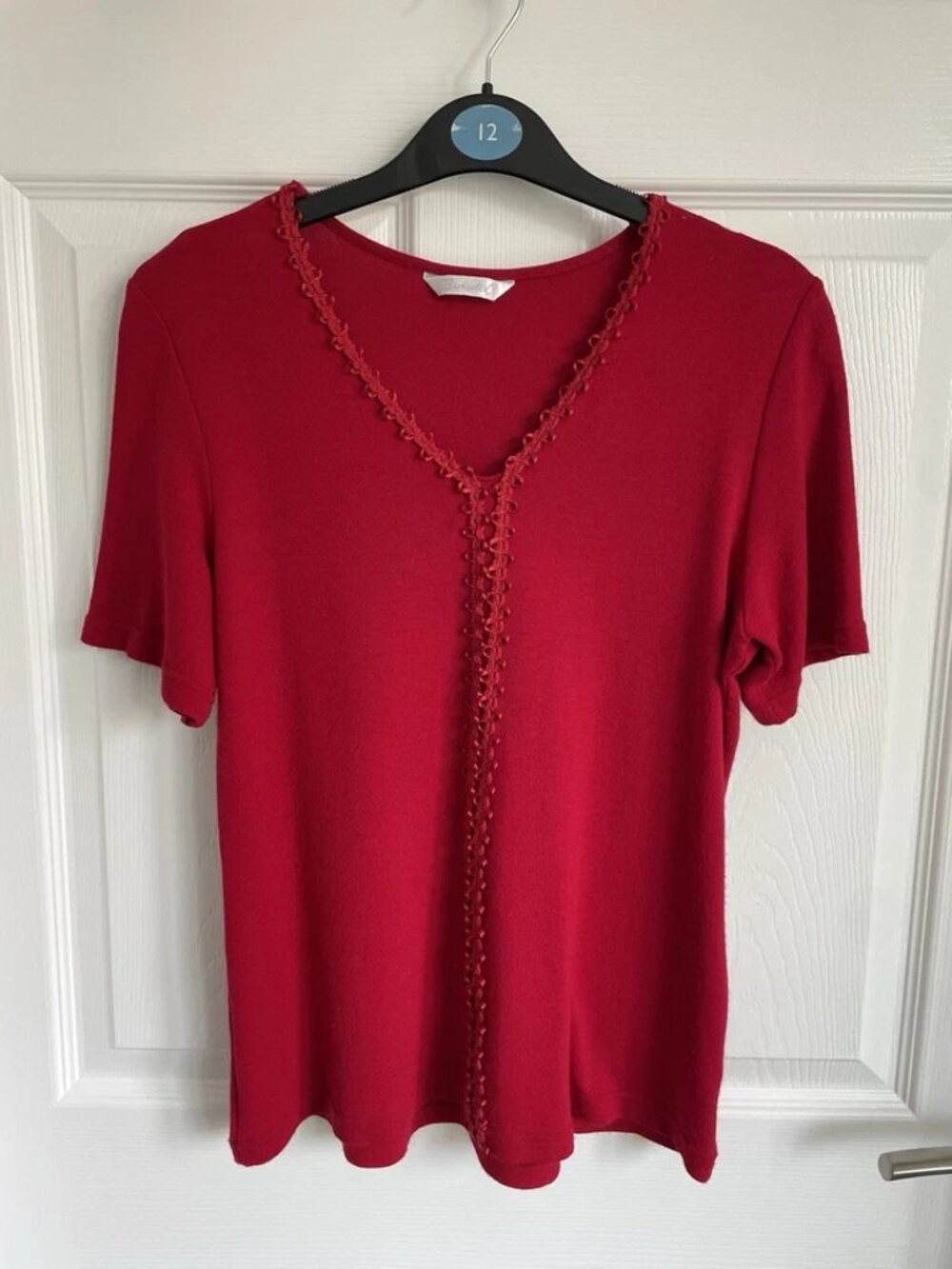 Ladies Red Berkertex Short Sleeve Top Size 12